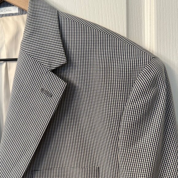 Chaps | 42R Navy Blue & White Gingham 2 Button Sport Coat Blazer Suit Summer - Picture 4 of 12